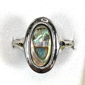 ✅🌹Vintage Avon 1978 Abalone Silver Tone Ring Size 7-8
